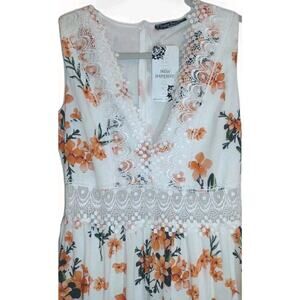 New Imperial Floral Lace Maxi Dress White/Orange Cottagecore Formal Prom Size 6